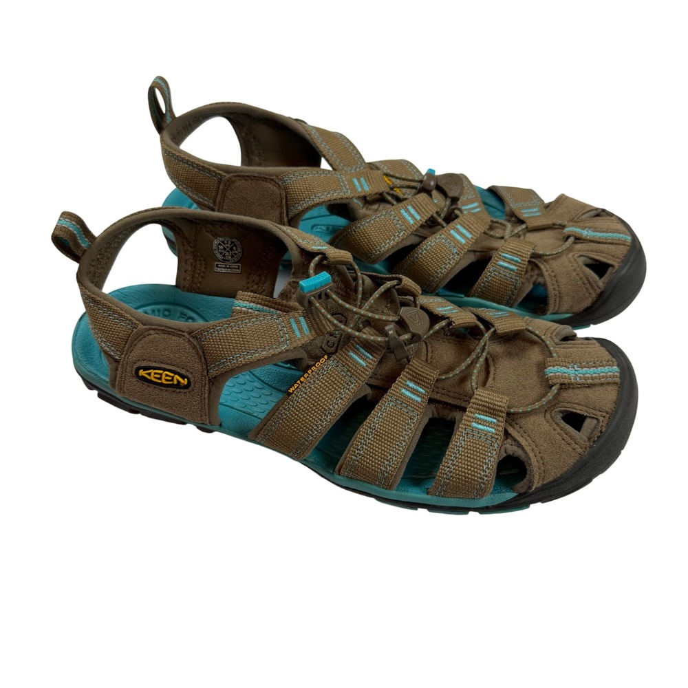 Keen Clearwater CNX Waterproof Sandals Brown Teal Hiking Water Shoes 1010997